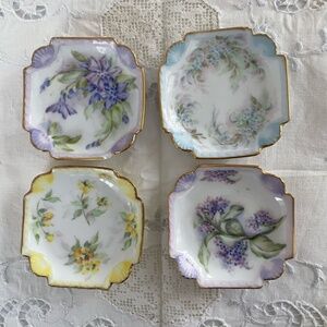 Pretty Limoges floral hand painted floral T & V France petit dishes